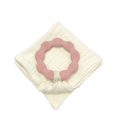 Anneau de dentition vieux rose et lange ivoire